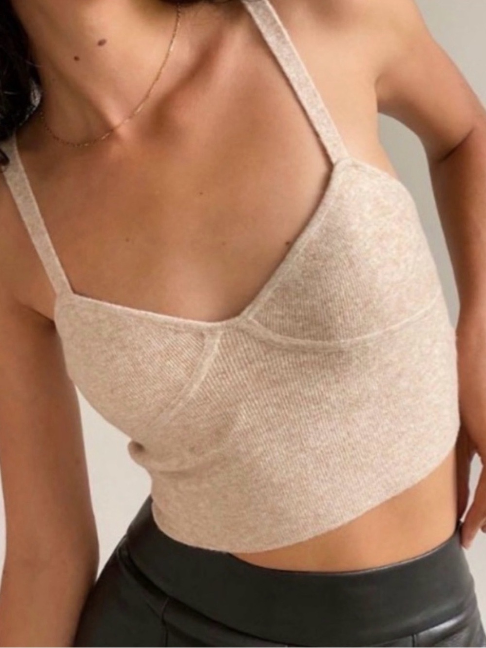 Aritzia Wilfred Sicily Bustier Tank Top Tan